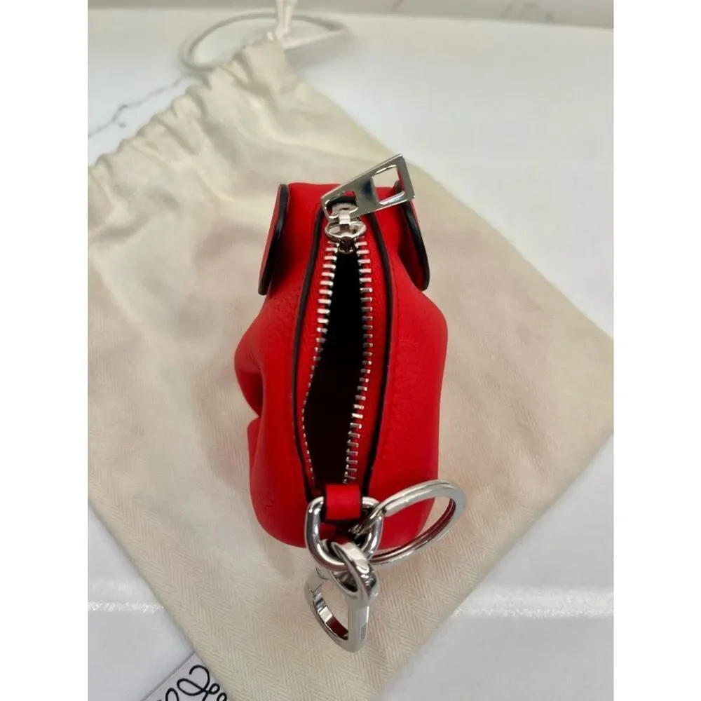 Loewe Red Elephant Coin Pouch Keychain Bag Charm Leather